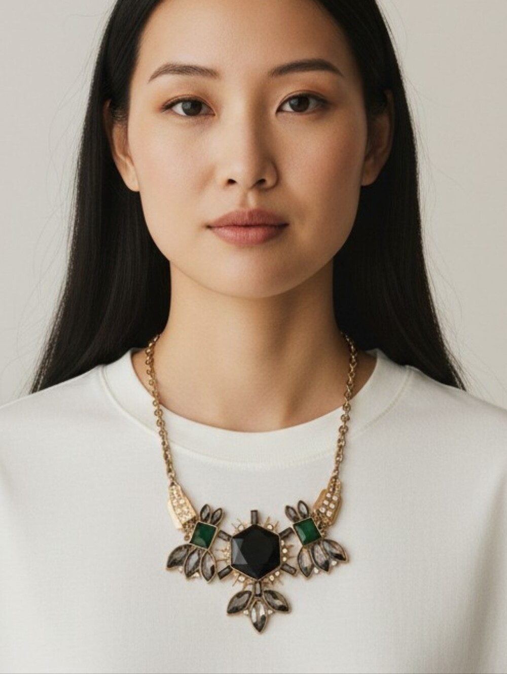 Sofia Gold, Black, Gray, & Green Necklace